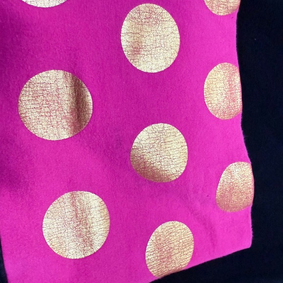Victorias Secret PINK Y2K Yoga Crop Pants Fold Over Pink Gold Polka Dot Bling LG - Picture 10 of 10